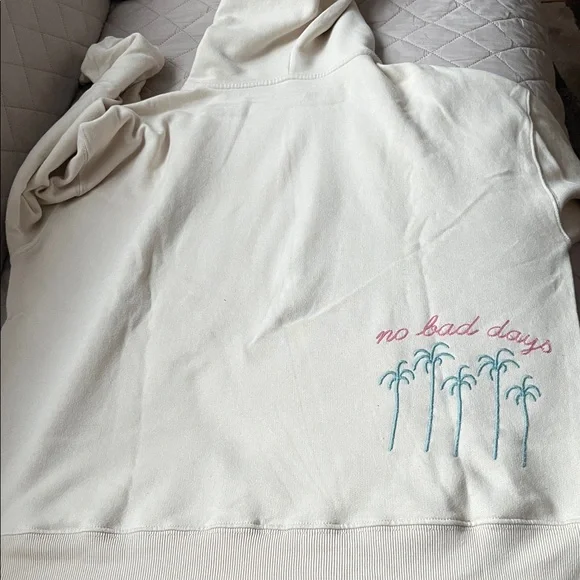 Hollister Cream Hoodie with Pink and Blue Accents - Picture 3 of 4